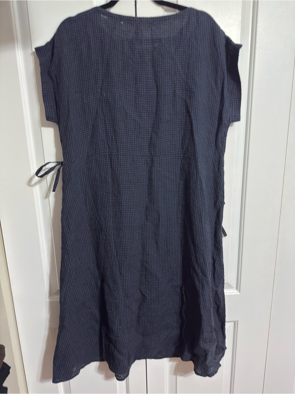 NWOT Eileen Fisher Navy Textured Linen-Blend Midi Dress / Size S - Picture 6 of 6